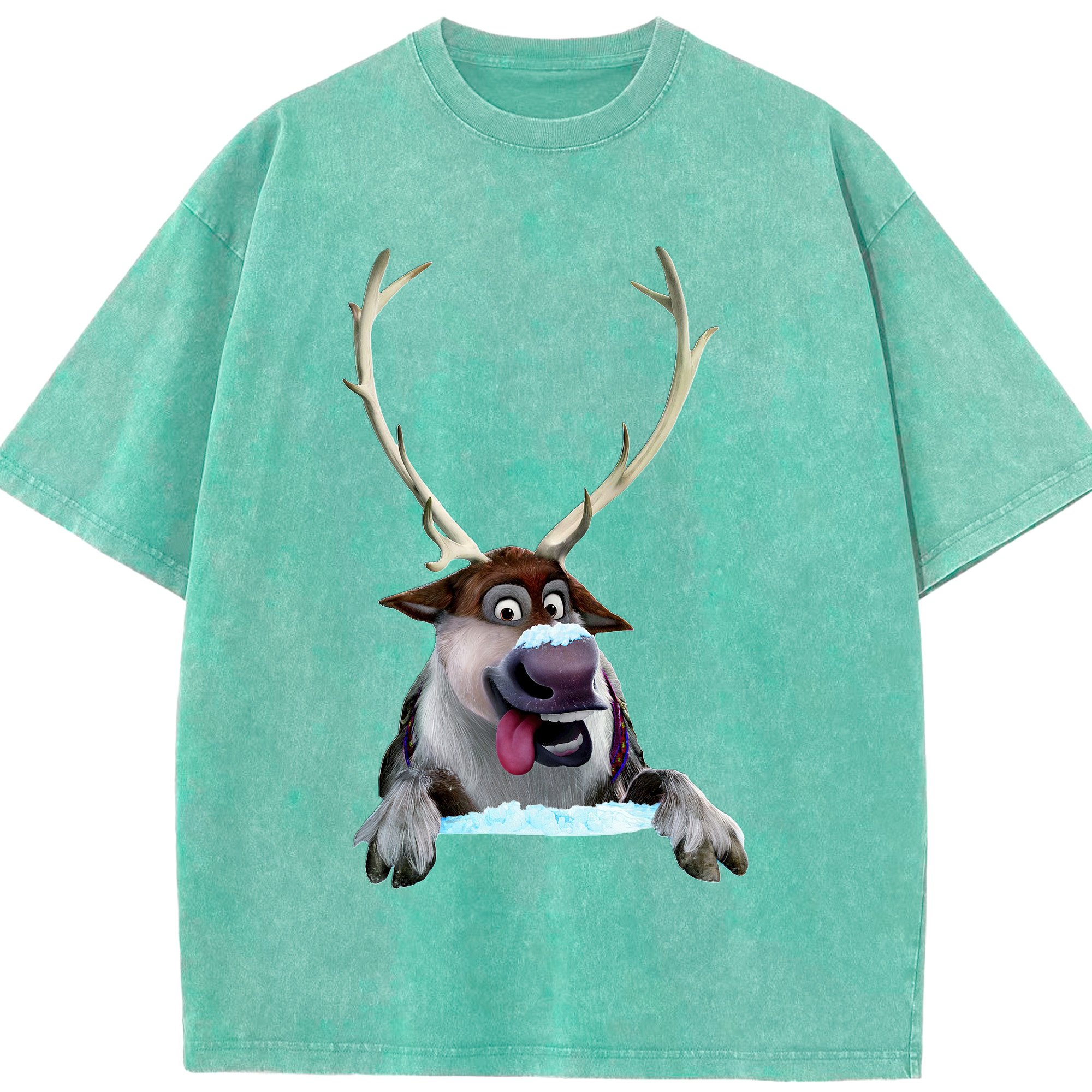 （画像用） アナと雪の女王 アンナ エルサ Frozen Anna Elsa 綿100% ヴィンテージ風 半袖Tシャツ（フロントプリント）